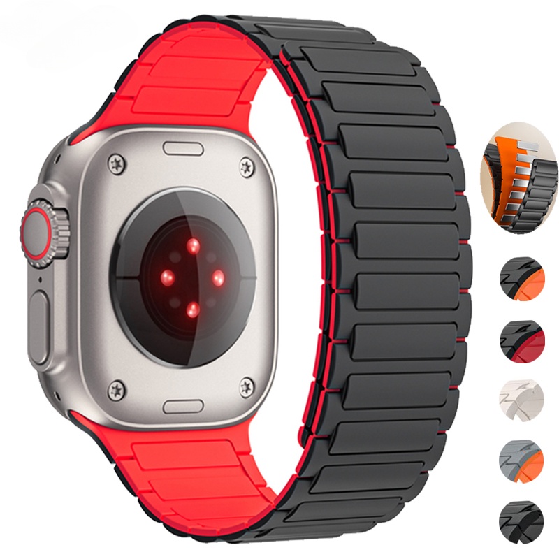 Pulseira Magnética De Silicone Compatível Com Para Relógios Apple Série 9 8 7 6 5 4 Se 3 IWatch ultra2 Ultra 49mm 42mm