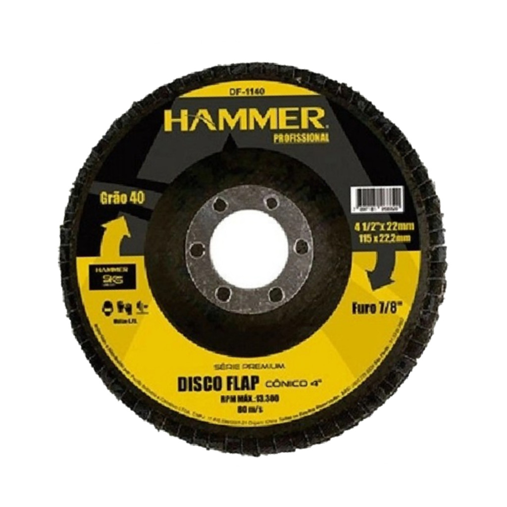 Disco Flap 115x22,2mm Grão 40 Furo 7/8