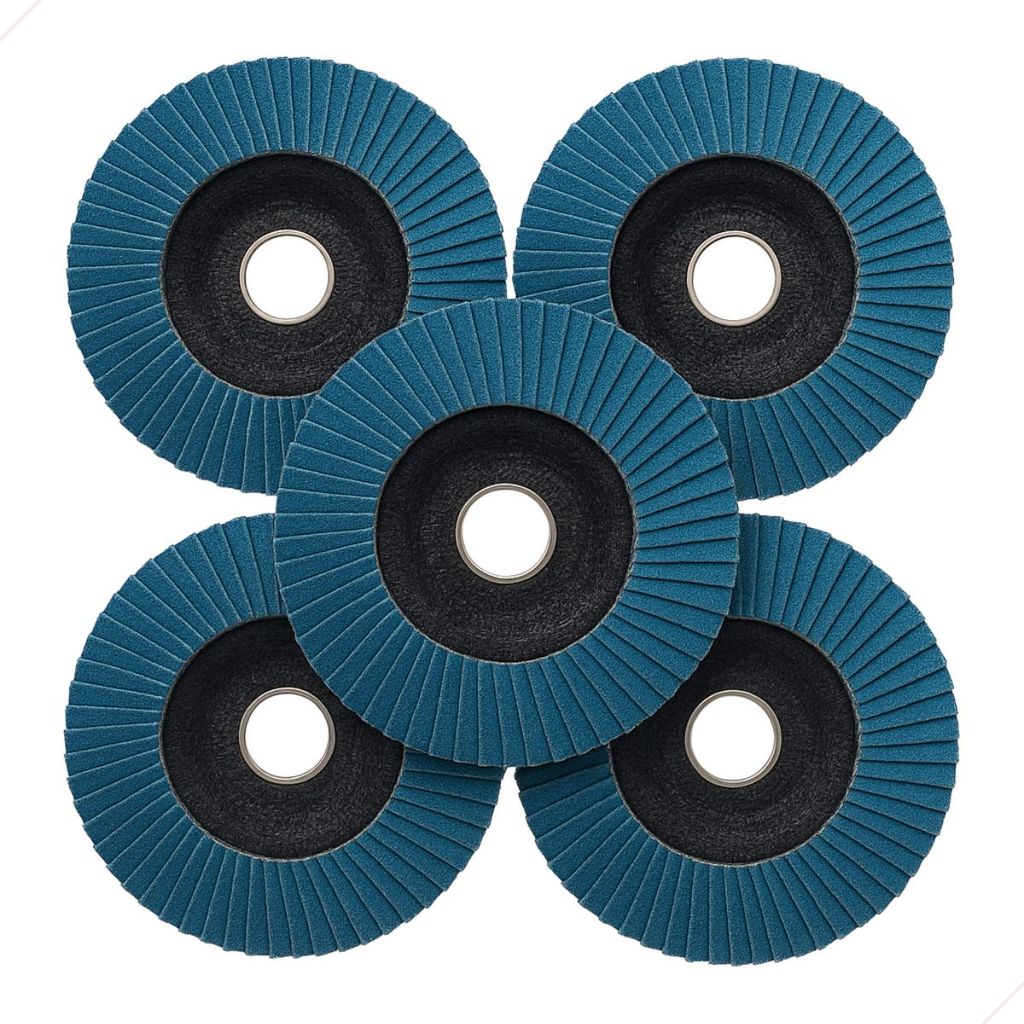 5 Disco Flap Fibra Vidro Cônico Grão 60 4.1/2 X 7/8 115mm Para Limpeza e Acabamento Profissional
