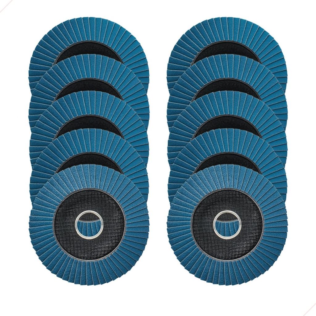 10 Disco Flap Fibra Vidro Cônico Grão 60 4.1/2 X 7/8 115mm Para Limpeza e Acabamento Profissional