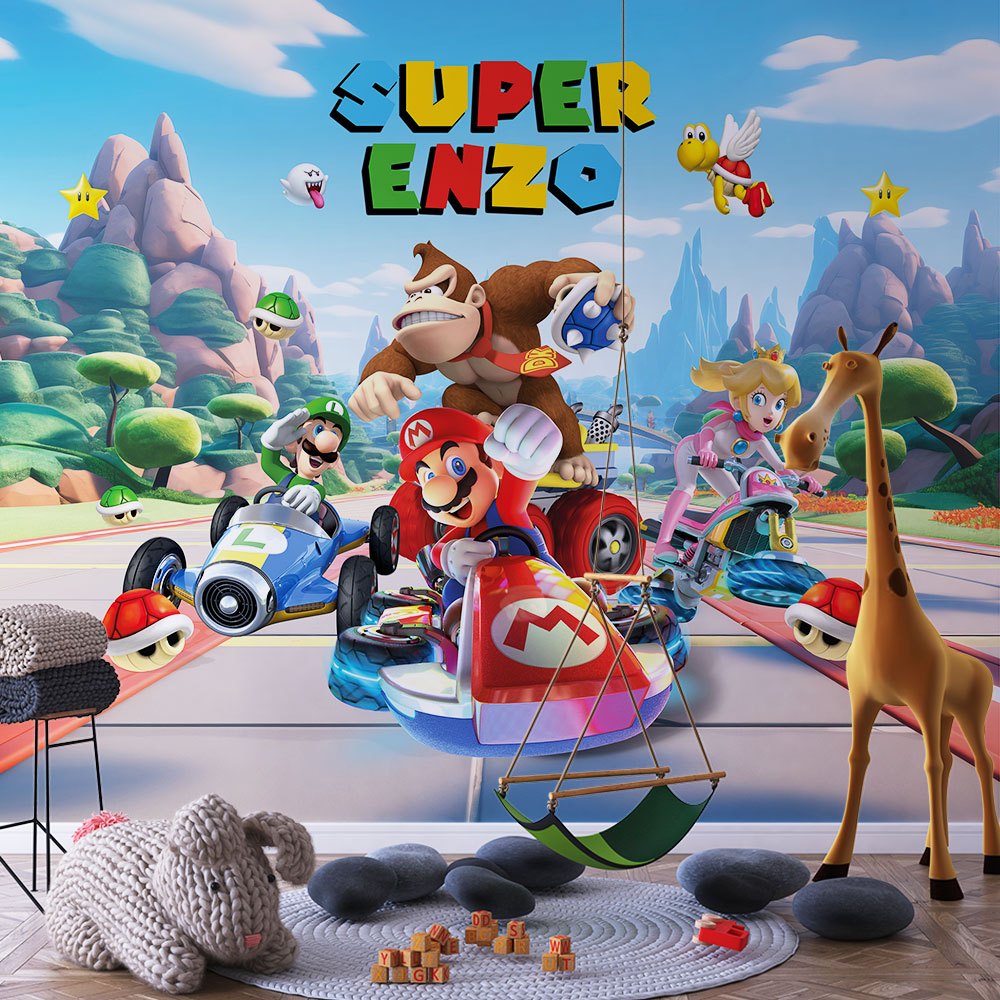 Papel de Parede Infantil Super Mario Kart