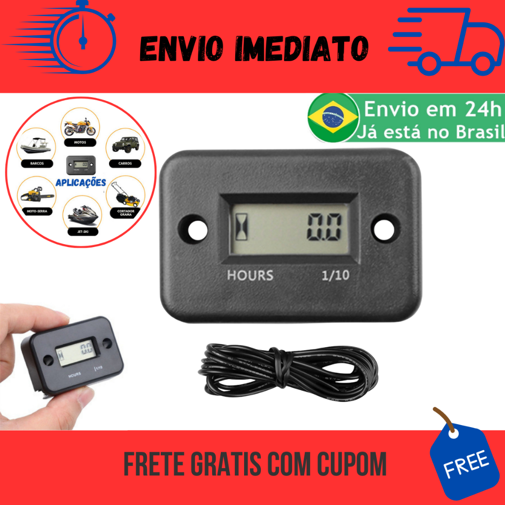 Horimetro Digital Universal Moto Carro Barco Jetski Kart Estacionário Pronta Entrega