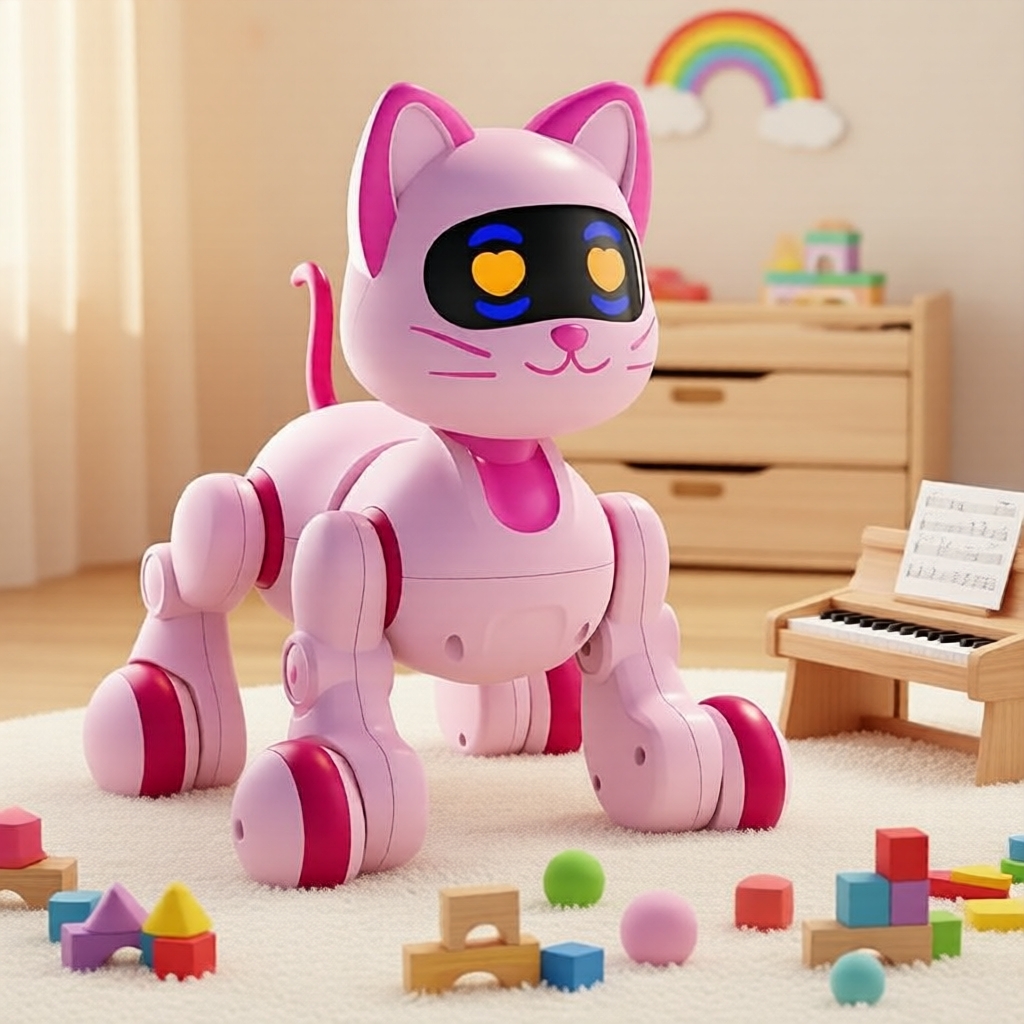 Castela Smart Sensor LED Robot Cat: Pet de RC Interativo, Controle por Gestos, Giro 360°, Brinquedo com Show de Luz