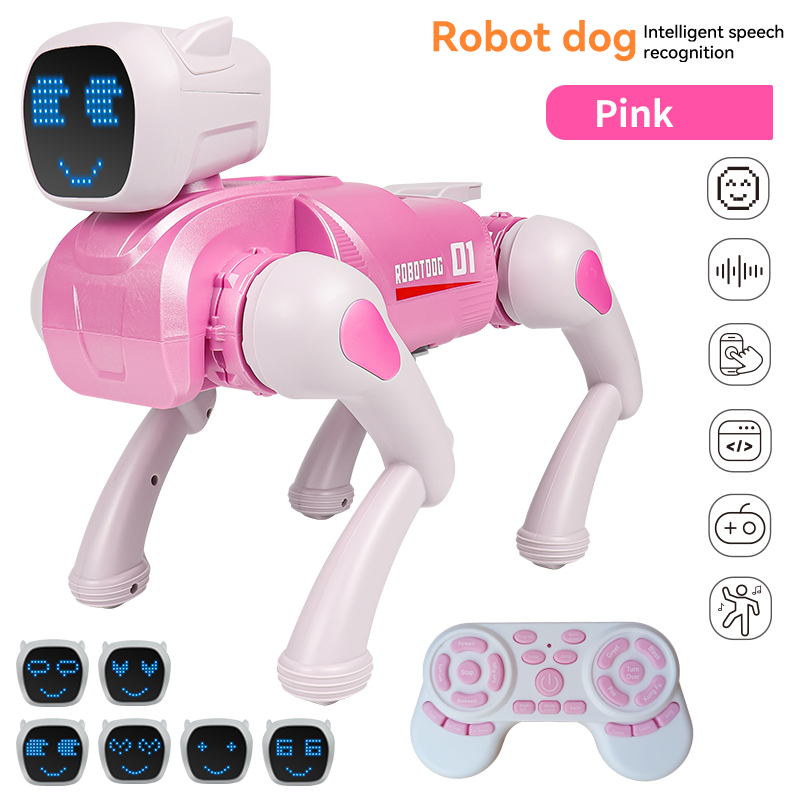 RC Robô Cão Inteligente Eletrônico Pet Controle De Voz Dublê Andando Dança Brinquedo Programável Presente Aniversário Pa