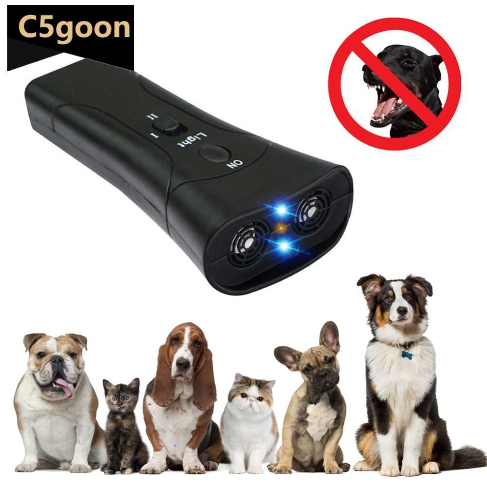 C5GOON 2 Em 1 Dispositivo Antilatido Portátil LED Ultrassônico Cão De Estimação Repelente Controle Treinamento Treinador