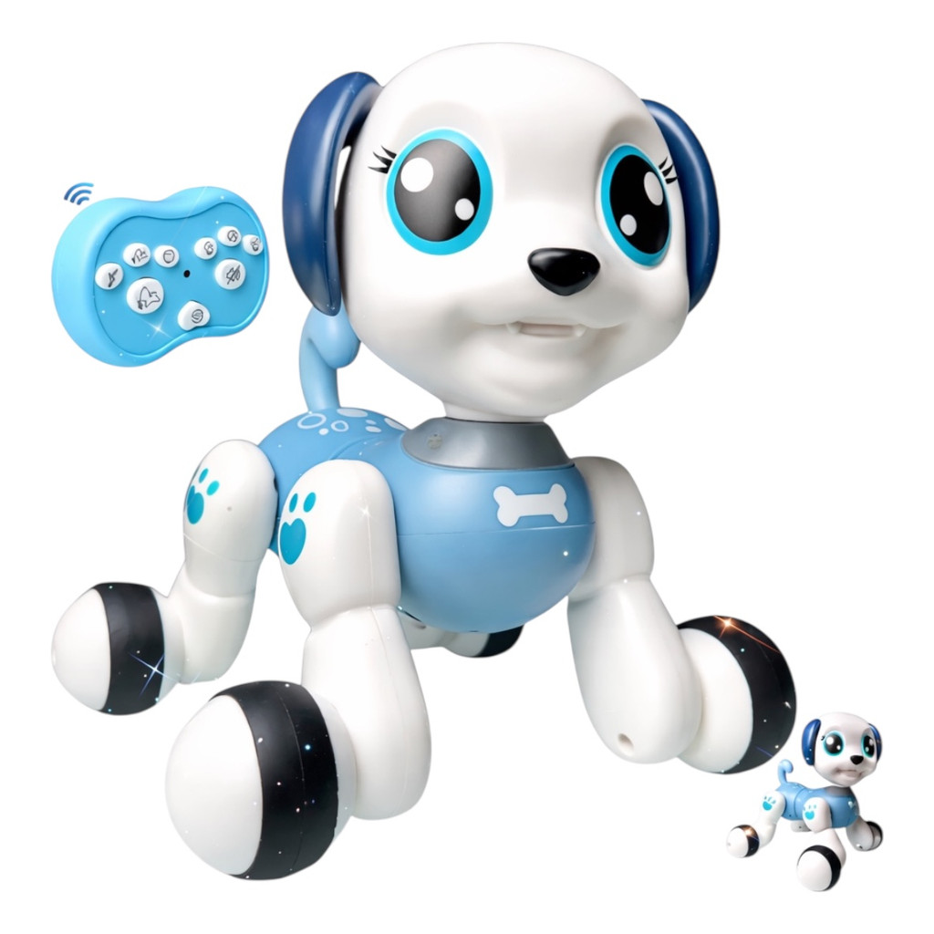 Robô Cachorro Controle Remoto Pet Recarregável Cor Azul