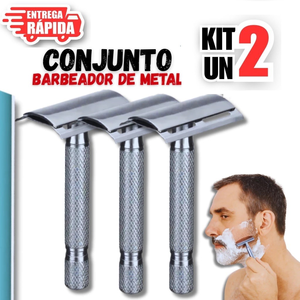 2 Unidades de Aparelho Barbear Metal Manual Navalha com Lâmina Cortante Depilação Barba
