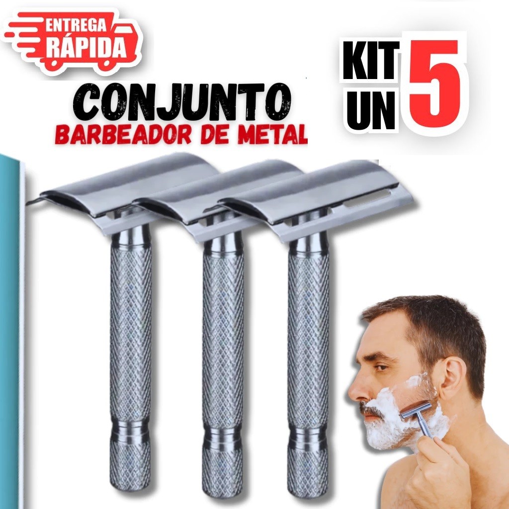 5 Peças de Aparelho Barbear em Metal, Manual Barbeador Navalha com Lâmina Cortante Depilação Barba