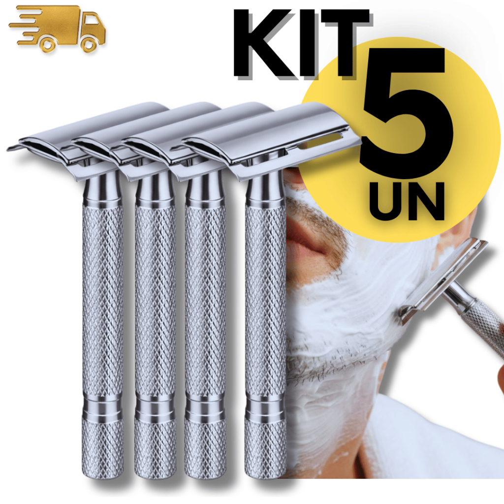 05 Aparelho Barbeador Metal Clássico Manual Retrô Acessório Barbearia