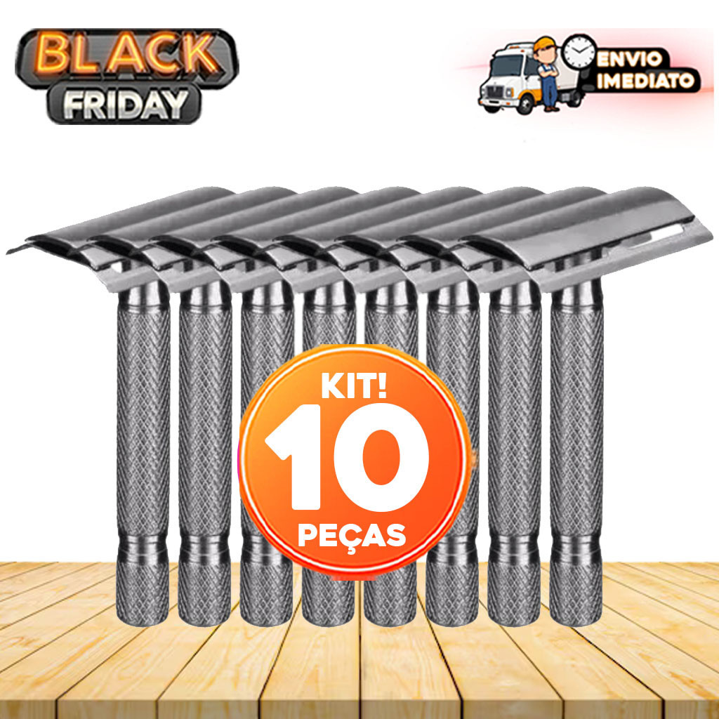 Kit Aparelho de Barbear Metal Clássico Retrô Manual – 5, 8 ou 10 Unidades com 1 Lâmina Cada