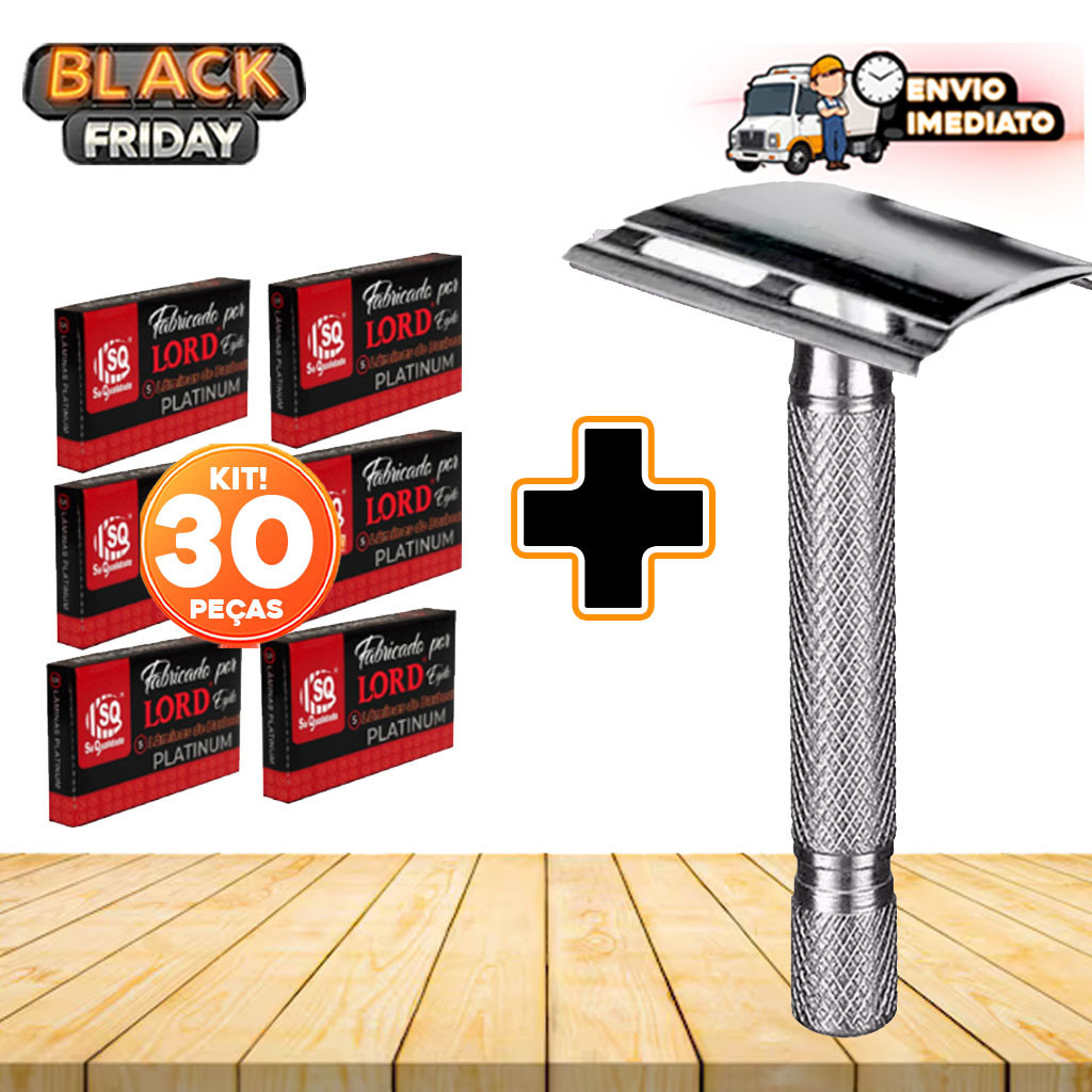 Barbeador de Metal Durável com 30 Lâminas – Aparelho de Barbear para Corpo e Rosto, Uso Profissional e Pessoal