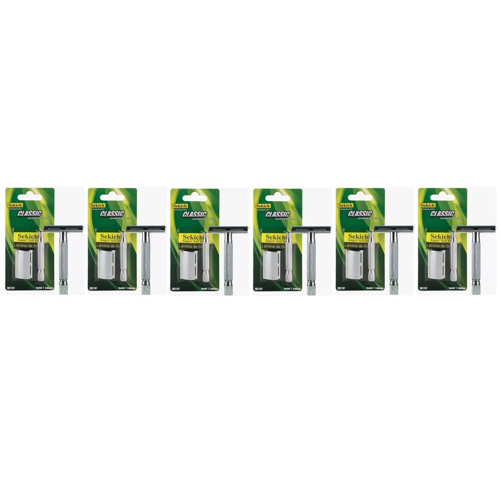Kit 6 Un Aparelho De Barbear Metal Classic - Sekich