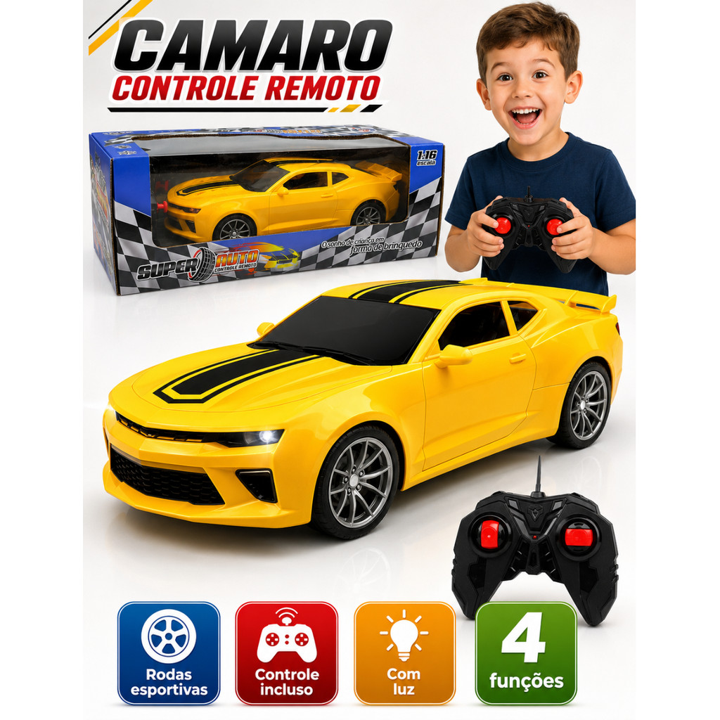 Carrinho Controle Remoto Camaro Controle Total Pneus