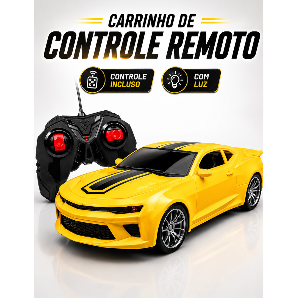 Carrinho Controle Remoto Camaro 32cm Função Total Pneus