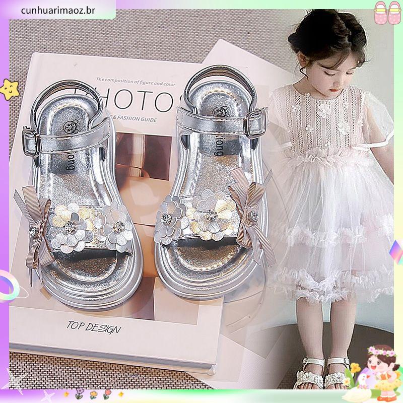 Meninas influenciador sandálias 2 026 verão novo estilo feminino estudante estilo princesa sapatos de praia menina sandá