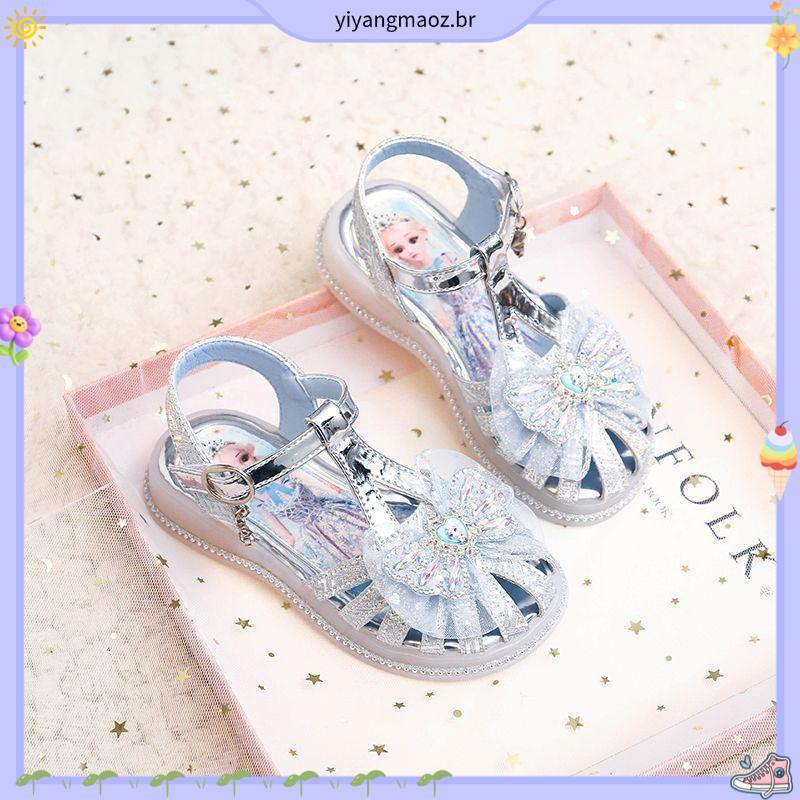 Mulheres crianças sandálias verão novo estilo Elsa princesa sapatos Baotou sandálias meninas influenciador elegante sapa