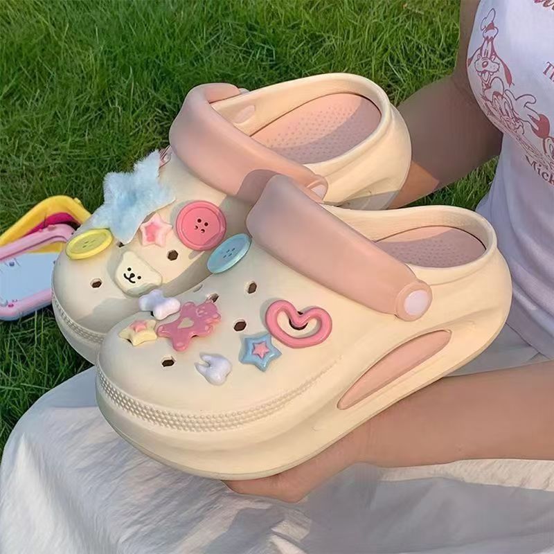 Dopamina sapatos de sola grossa buraco feminino verão exterior Wear influenciador Anti-deslizamento aumentando sandálias