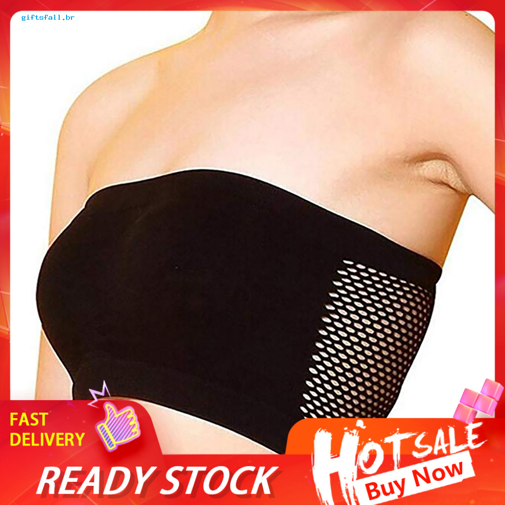 Comfortable Bandeau Bra Soft Polyester Nylon Women’s Strapless Non-padded Stretchy Tube Top with Mesh Back – for Gir