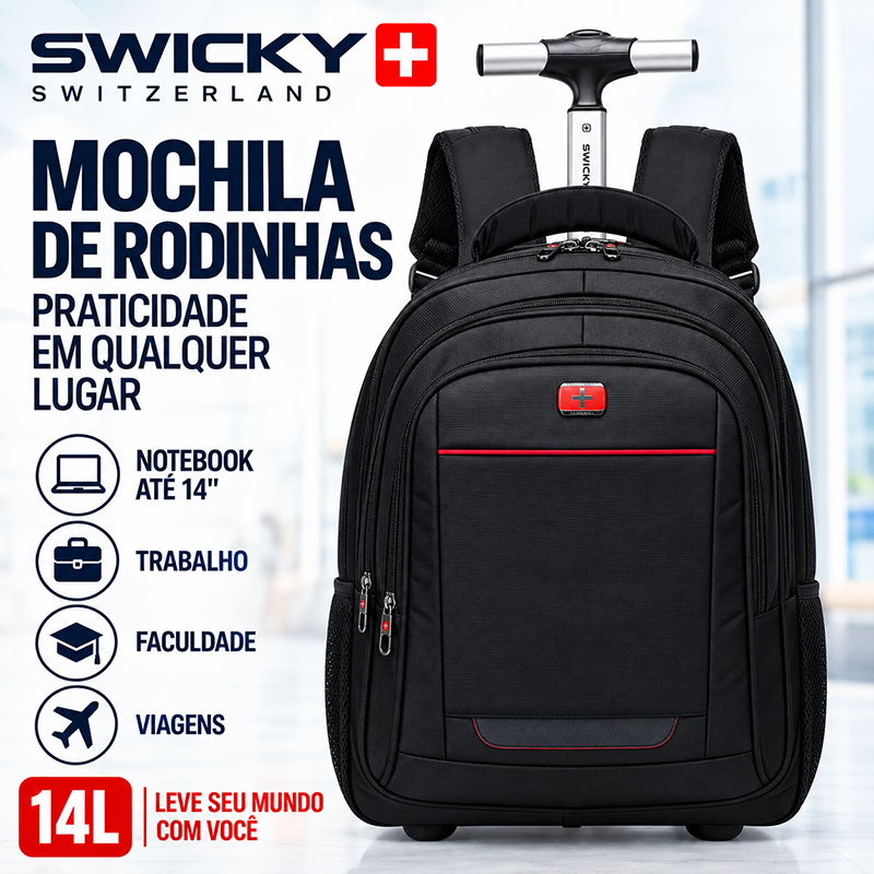 Mochila Swicky Escolar Executiva Notebook 14 Resistente Faculdade Trabalho 14L