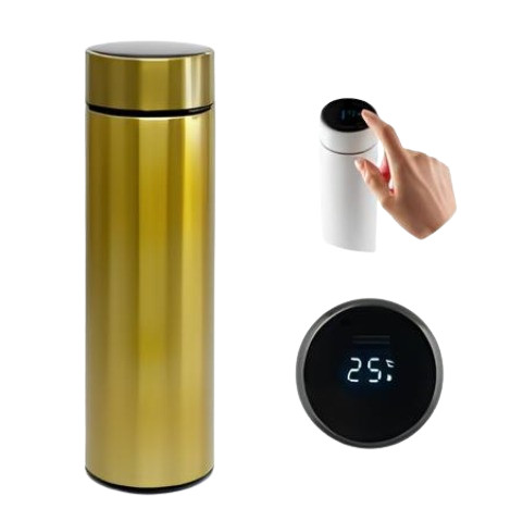 Normal - Garrafa Térmica com LED e Termômetro (500ml) - Dourado