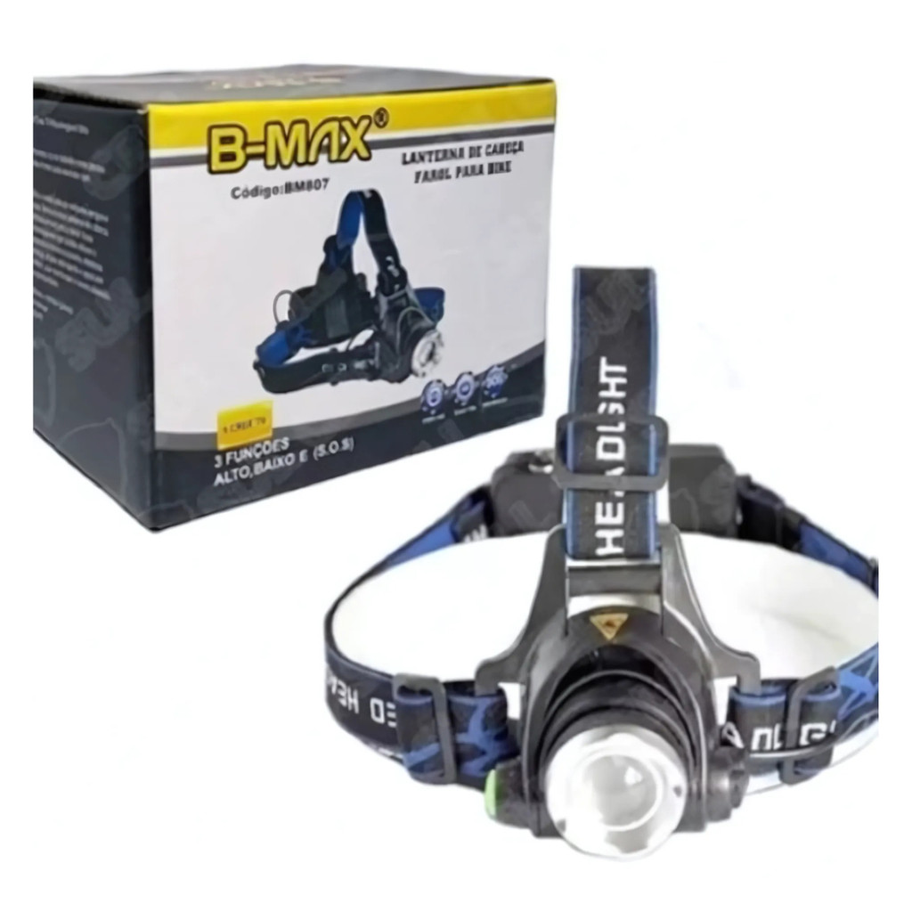 Lanterna De Cabeça Led Recarregável Zoom BM-807