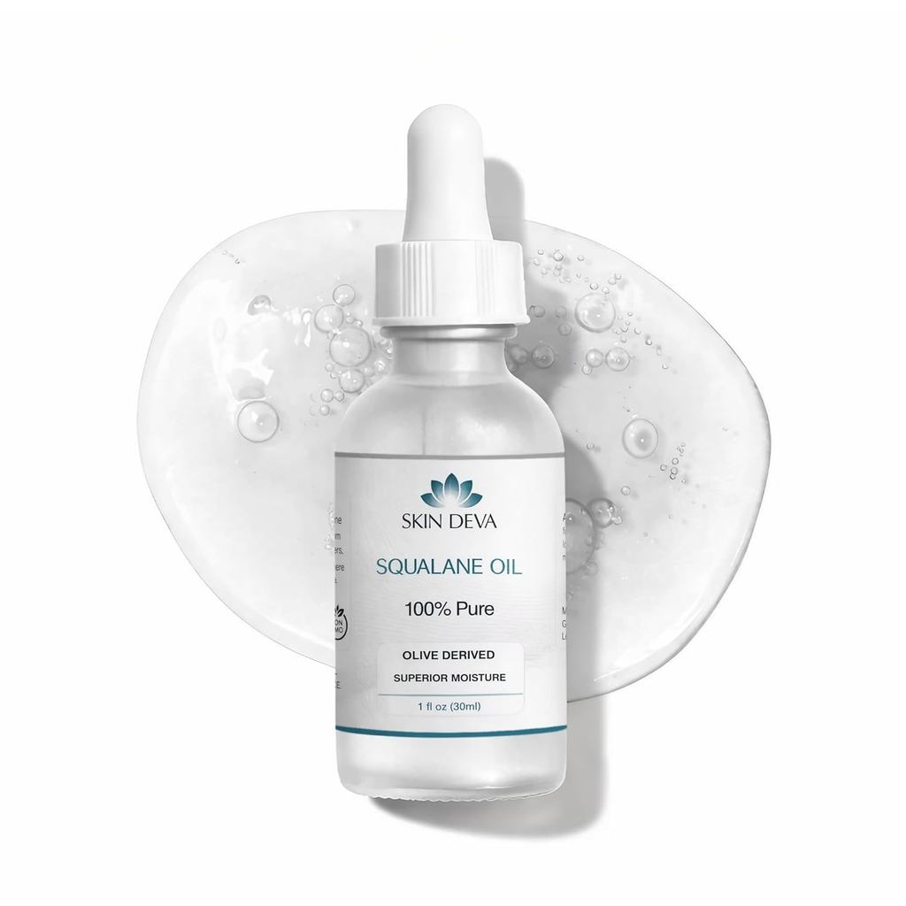 SKIN DEVA 100% Squalane Oil Pure Organic 1 oz Face Oil Plant Light Weight Non Greasy, Moisturizing Beauty Oil Organic Sq