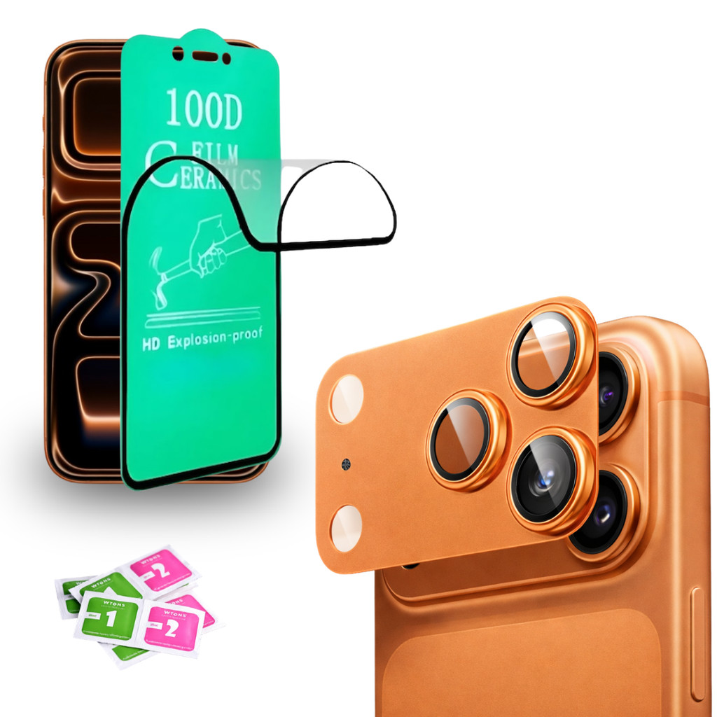 Kit Película de Cerâmica Tela E Protetor de Câmera Para iPhone 17 Pro Max