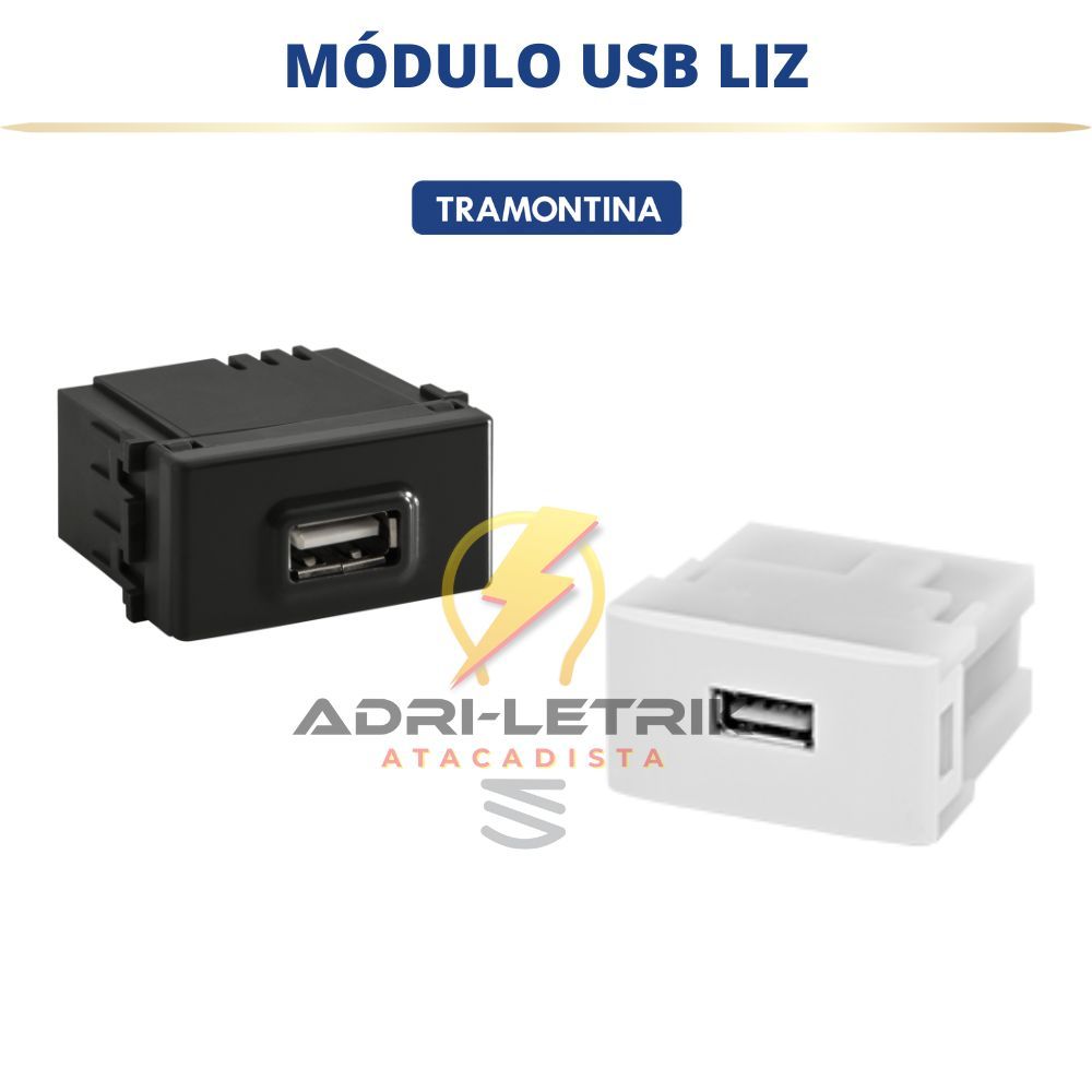 MÓDULO TOMADA USB LIZ GRAFITE/BRANCO TRAMONTINA