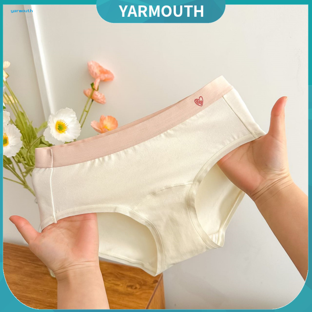 Female Undergarments Women Cotton Underwear Women’s with Widened Waistband Breathable Elastic Panties Contrast Color C