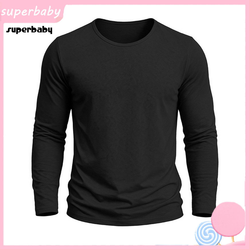Breathable Fabric Casual Shirt Cotton Linen T-shirts for Men Men's Long Sleeve Solid Color Crewneck Base Layer Lightweig