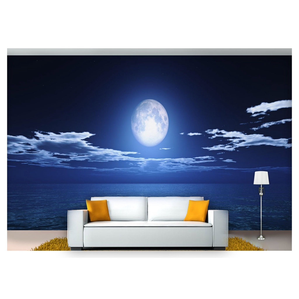 papel de parede Praia Mar lua cheia céu 3D m² NPR224