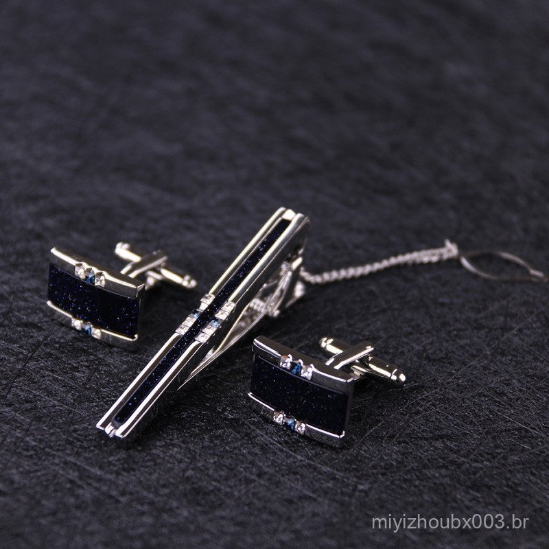 Conjunto de Prendedor de Gravata e Abotoaduras Lucky Star para Homens, Simples e Moderno SZA3