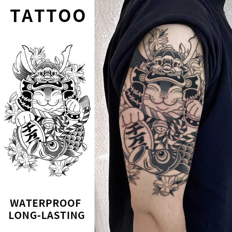 Lucky Cat Tatuagens Temporárias À Prova D'água De 15 Dias Para Homens , Mulheres , Braços , Pernas
