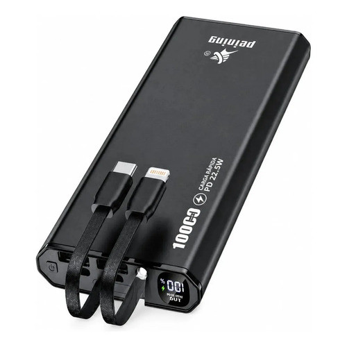 Carregador Portátil Turbo 22.5w Power Bank 10.000mah Preto