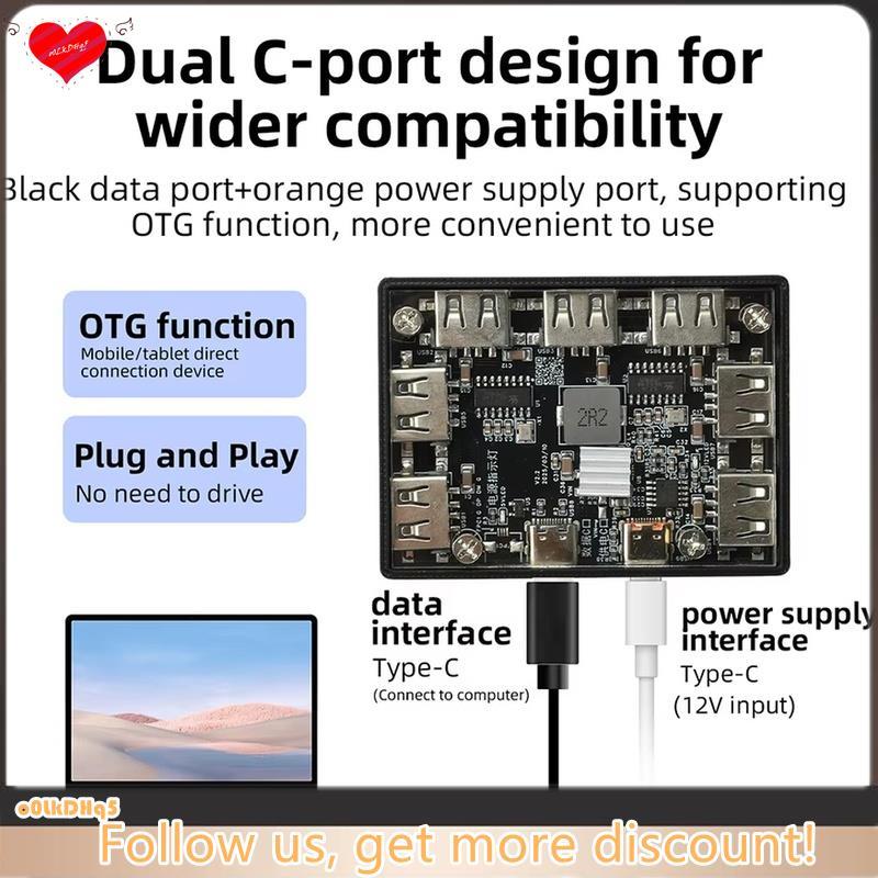 Módulo De Expansão De 7 Portas USB 2.0 Hub Com Interface Tipo C Power Delivery Kit Eletrônico De Suporte OTG