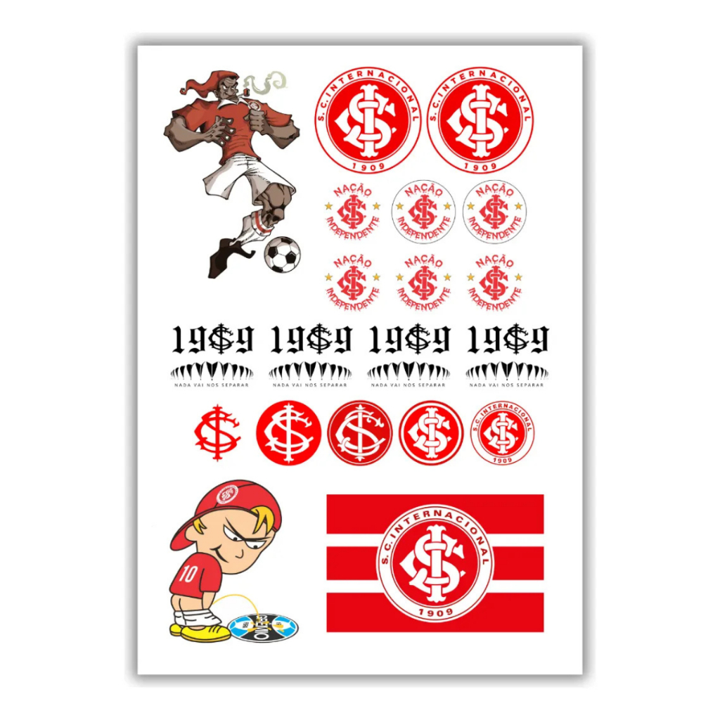 Cartela de Adesivos de Time do Sport Club Internacional