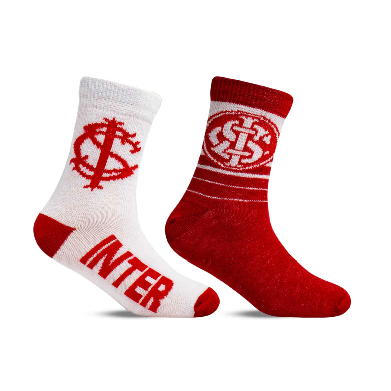 2 PARES MEIA DO SPORT CLUB INTERNACIONAL INFANTIL P/M/G