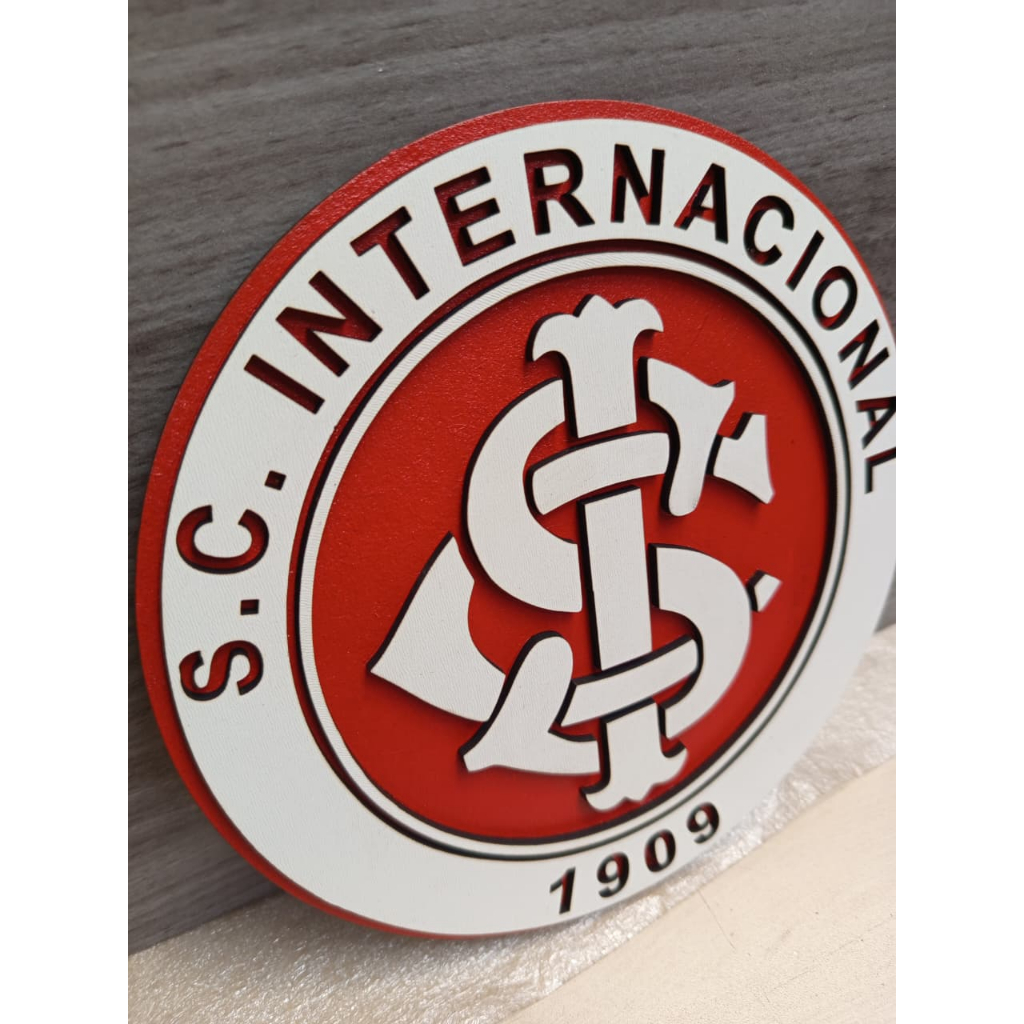 Quadro em MDF 3D – Sport Club Internacional Porto Alegre – 20cm ou 30cm de diâmetro – Com Dupla Face ou Suporte de Mesa