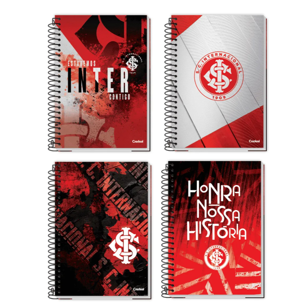 Caderno 1/4 Sport Club Internacional Oficial 80 folhas Capa Dura - Colorado - Credeal