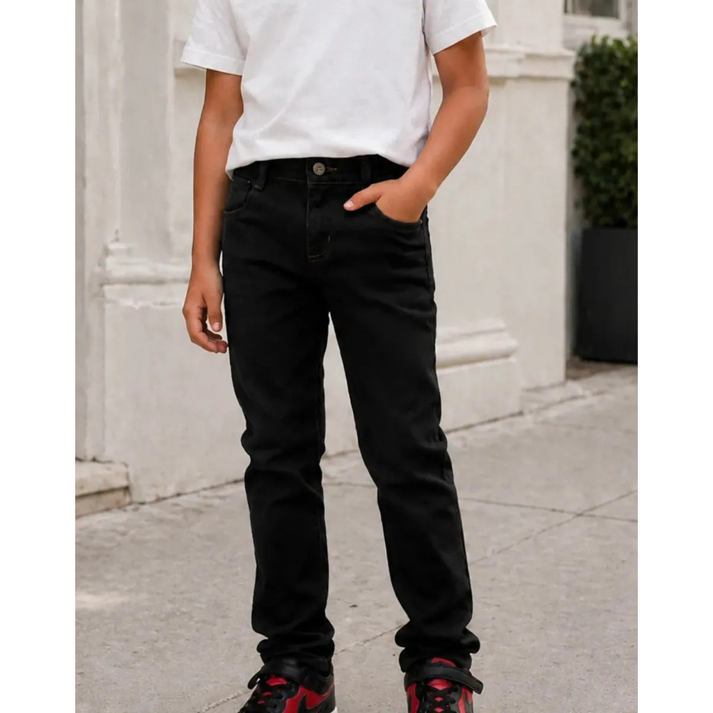Calça Jeans Juvenil Masculina Com Lycra Elastano Confortável Infantil Tam 4 ao 16