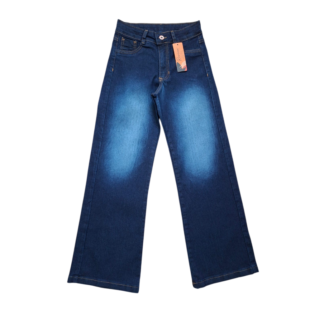Calça Jeans Feminina Pantalona Juvenil Wide Leg  Lycra Tam 10 Ao 16 (6228)