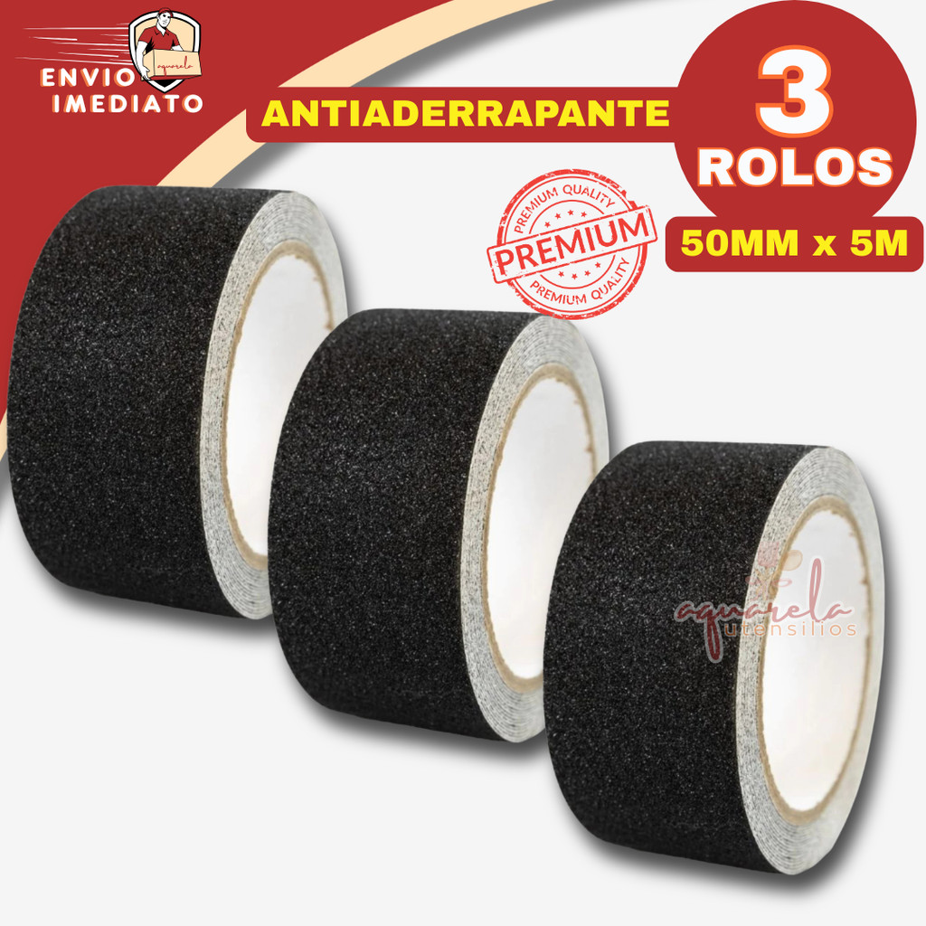 Fita Adesiva Antiderrapante Preta Preto 50mm X 5m Multiuso Universal Escada Degrau Piso Ambiente Externo Autoadesiva