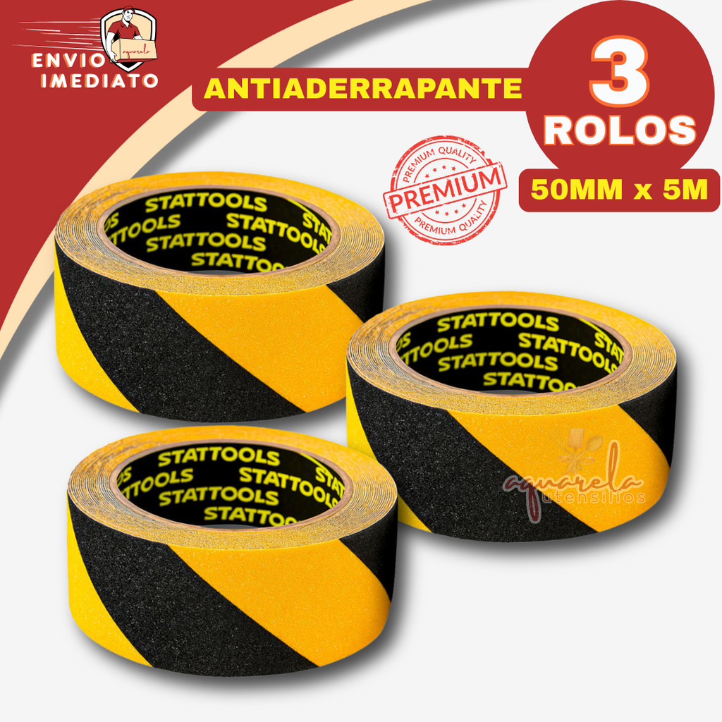 Fita Antiderrapante Zebrada Adesiva 50mm X 5m Preto e Amarelo Multiuso Universal Escada Degrau Piso Abrasiva Autoadesiva