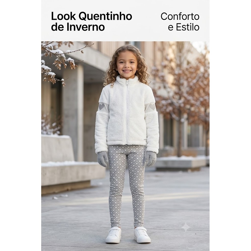 Conjunto De Jaqueta Pelo Carneirinho E Calça Legging Infanti