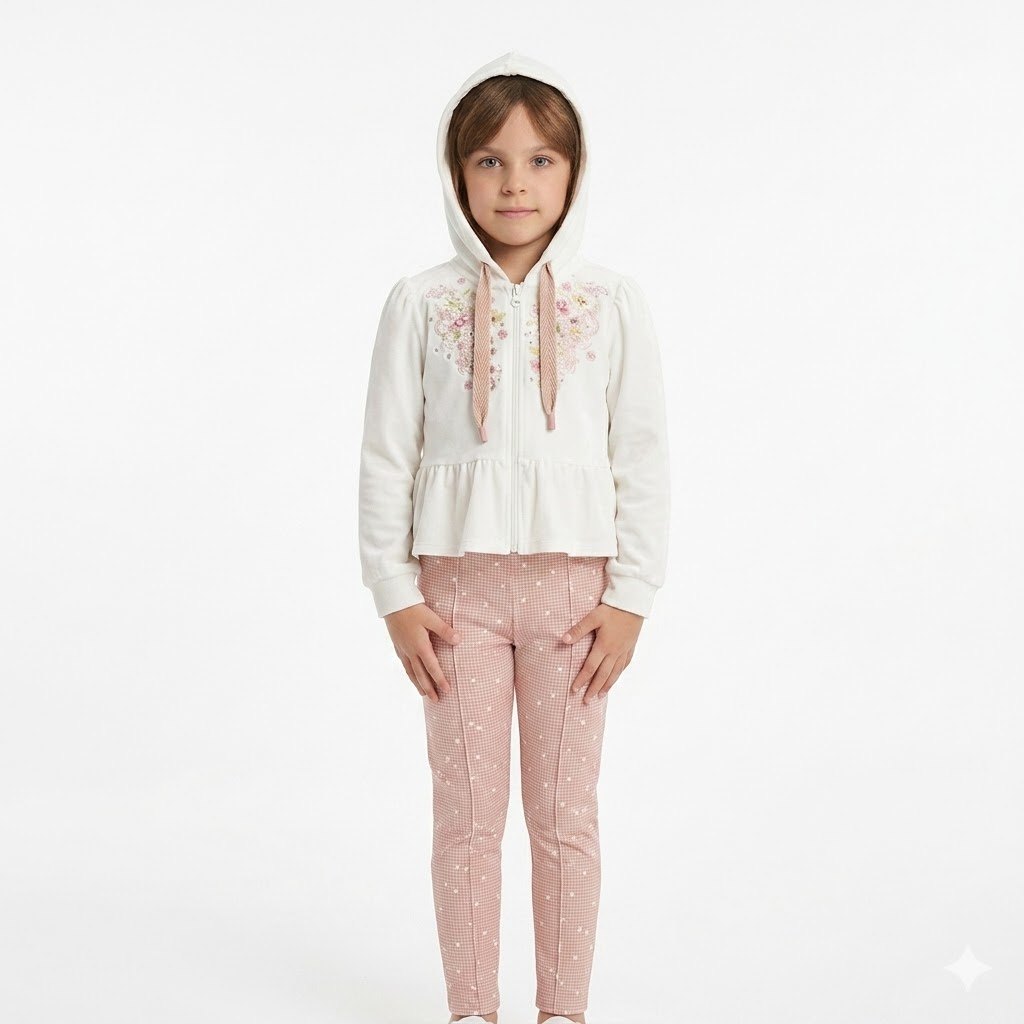 Conjunto Infantil  Inverno Menina Calça E Jaqueta plush capuz Infanti