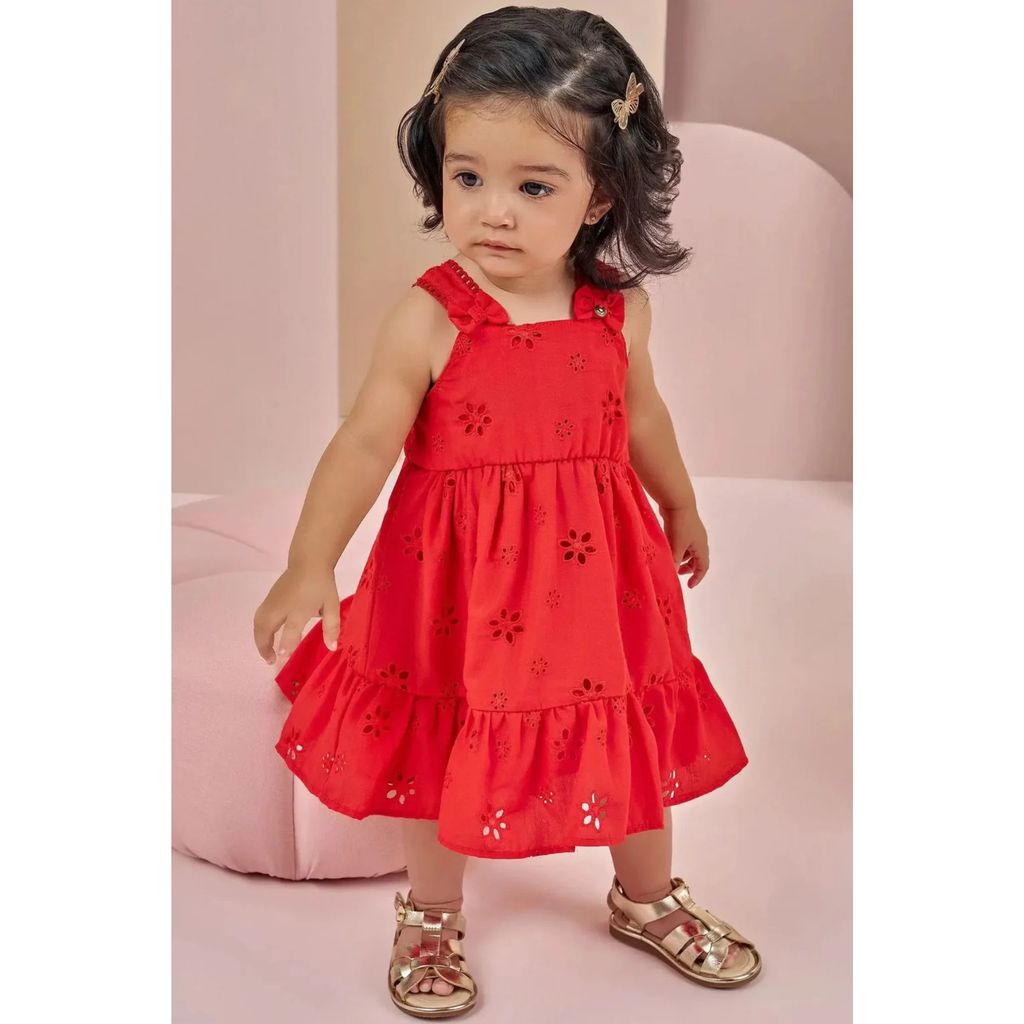 Vestido Bebê em Laise Detalhe Bordado Infanti