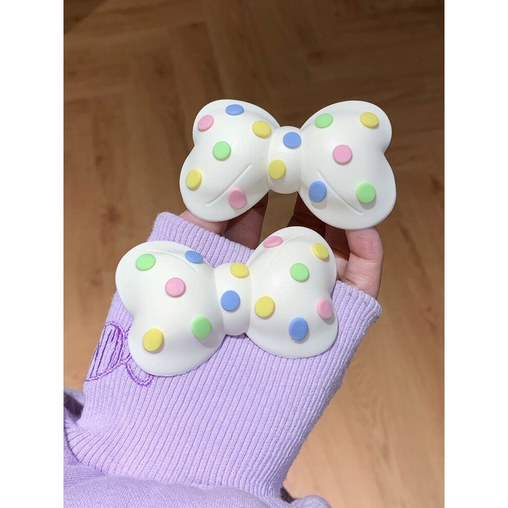Novo estilo doce colorido bolinhas arco buraco sapatos acessórios decorações influenciador criativo destacável sapato fi