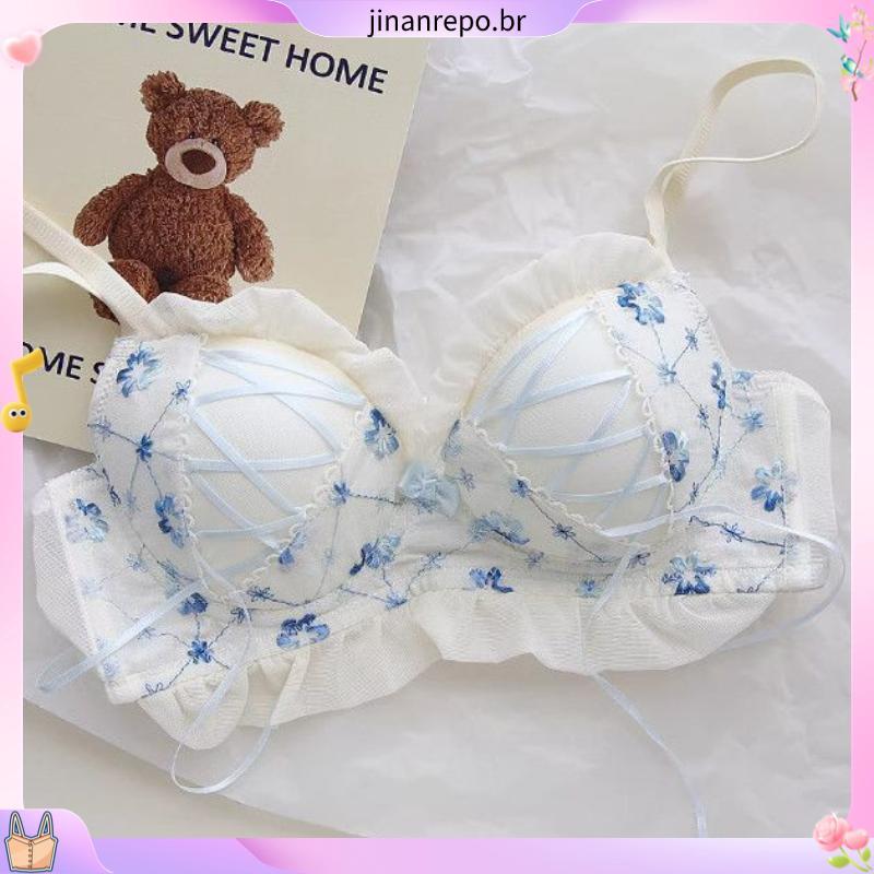 Super fada doce japonês menina roupa interior pequeno peito reunindo copo fino sem anel de aço confortável mais magro ol