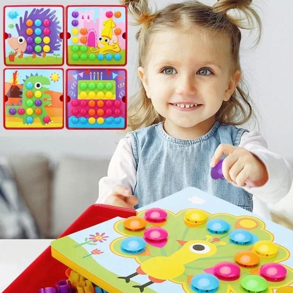 Brinquedo De Quebra-Cabeça De Unhas De Cogumelo , Placa DIY De Animal De Desenho Animado Sensorial Montessori Fofo Engra