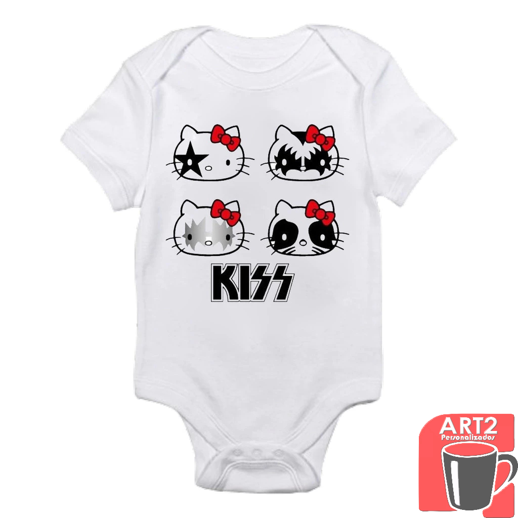 Body Bebê Música Hellokiss Hard Rock Heavy Metal Retro Ss 100% Poliéster - Roupa Infantil Estampada